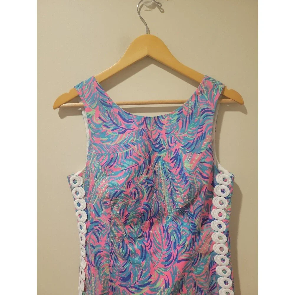 Lilly Pulitzer Mila Shift DressPink Sunset Coco Breeze Print Sleeveless Size 4 - Picture 3 of 10